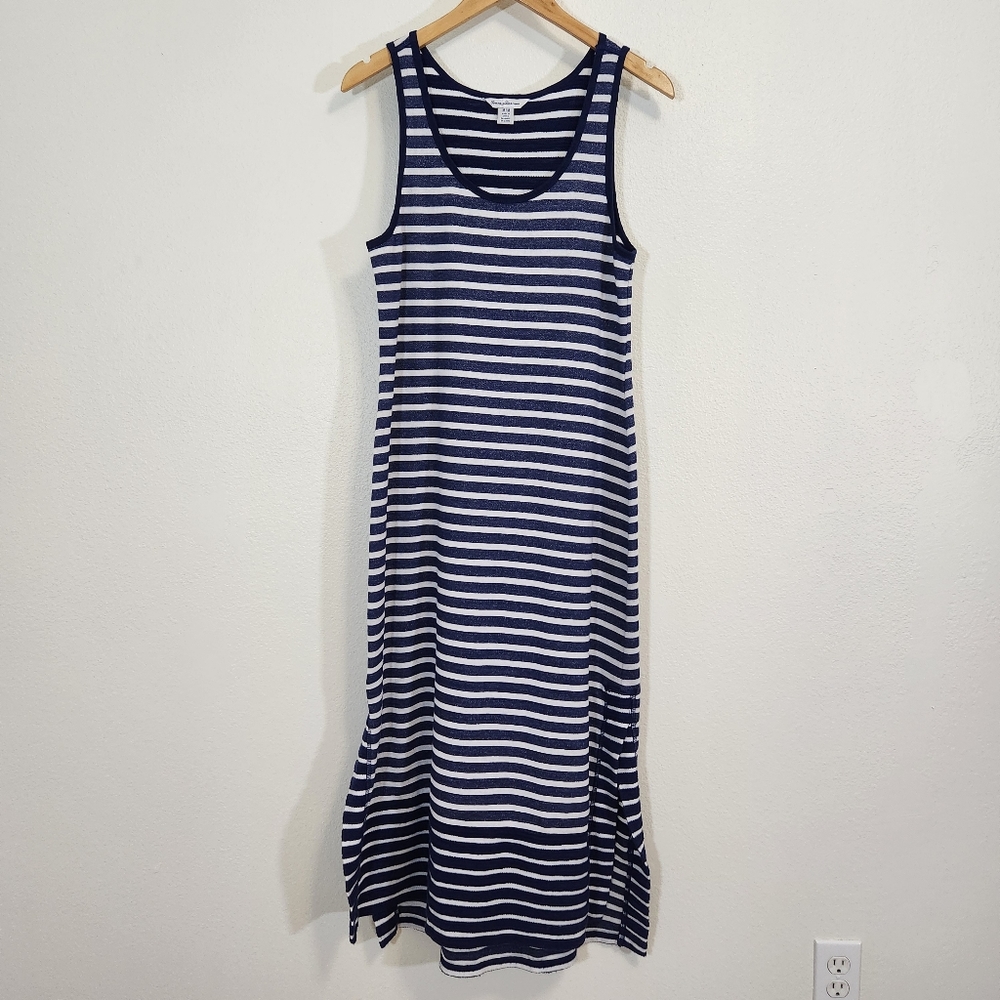 Tommy Bahama Dress Womens Medium Blue White Striped Knit Long Maxi Coastal Tank